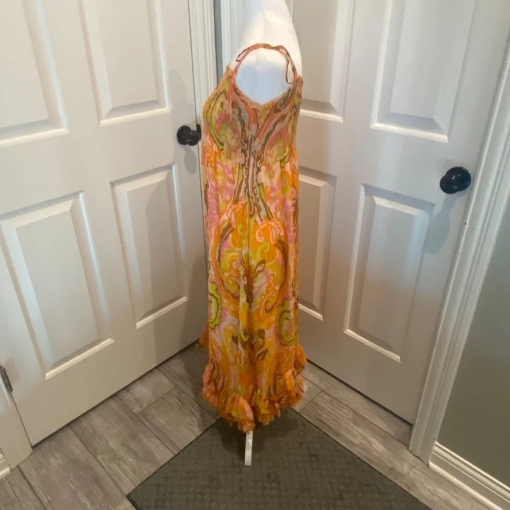 J. Crew Collection 100% silk colorful Tie Shoulder Dress 16585